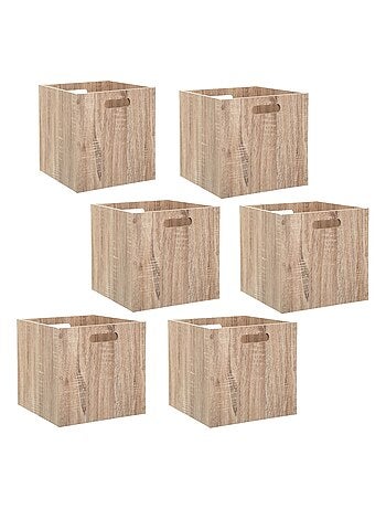 Lot de 6 Boîtes de rangement effet bois en MDF Mix n' modul