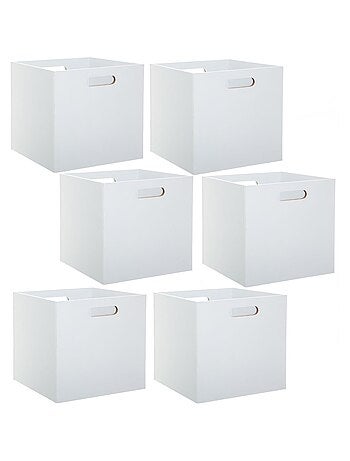 Lot de 6 Boîtes de rangement effet bois en MDF Mix n' modul