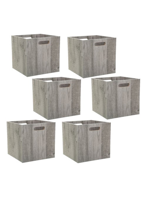 Lot de 6 Boîtes de rangement effet bois en MDF Mix n' modul - Kiabi