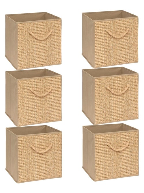 Lot de 6 boîtes de rangement effet rotin STEMY - Kiabi