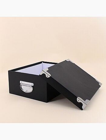 Lot de 6 boites de rangement en carton rose, blanc, noir