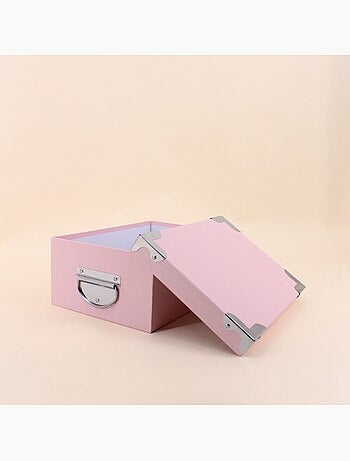 Lot de 6 boites de rangement en carton rose, blanc, noir