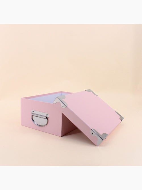 Lot de 6 boites de rangement en carton rose, blanc, noir - Kiabi