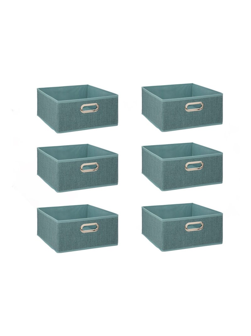 Lot de 6 boîtes de rangement en tissu MIX 'N MODUL Bleu clair - Kiabi