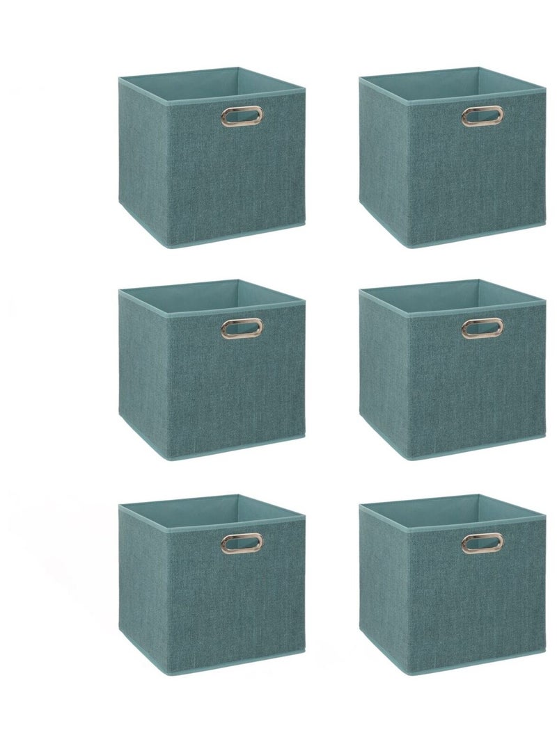 Lot de 6 boîtes de rangement en tissu MIX 'N MODUL Bleu clair - Kiabi
