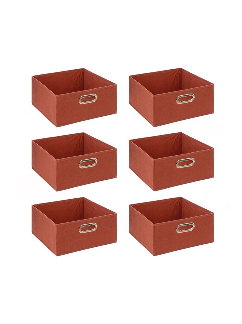 Lot de 6 boîtes de rangement en tissu MIX 'N MODUL Rouge - Kiabi