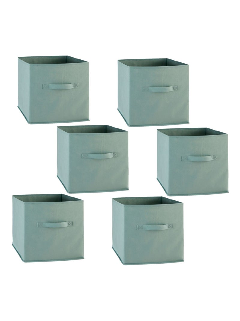Lot de 6 boîtes de rangement en tissu MIX N' MODUL Vert - Kiabi