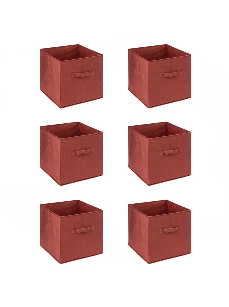 Lot de 6 boîtes de rangement en velours MIX 'N MODUL Rouge - Kiabi