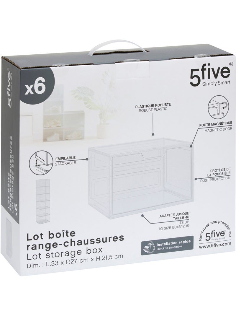 Lot de 6 boîtes range-chaussures spacy plus Transparent - Kiabi