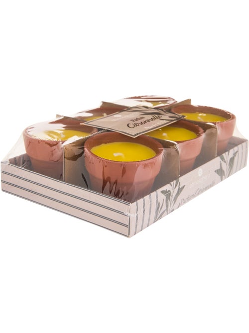 Lot de 6 bougies 39g parfumées à la citronnelle pot en terre cuite TERRY - Kiabi