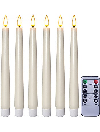 Lot de 6 bougies chandelier à led en cire, flamme vacillante, luminosité réglable - vivezen