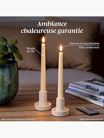 Lot de 6 bougies chandelier à led en cire, flamme vacillante, luminosité réglable - vivezen