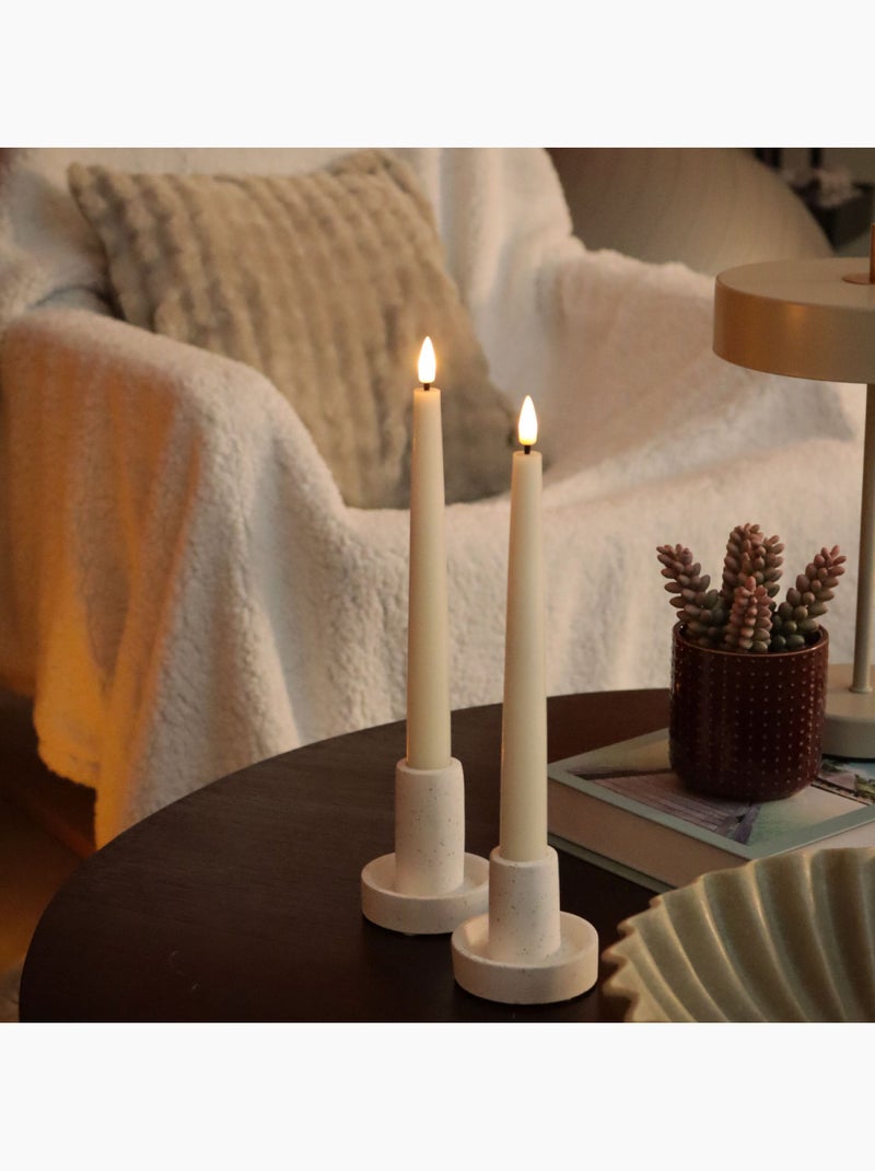 Lot de 6 bougies chandelier à led en cire, flamme vacillante, luminosité réglable - vivezen Beige - Kiabi