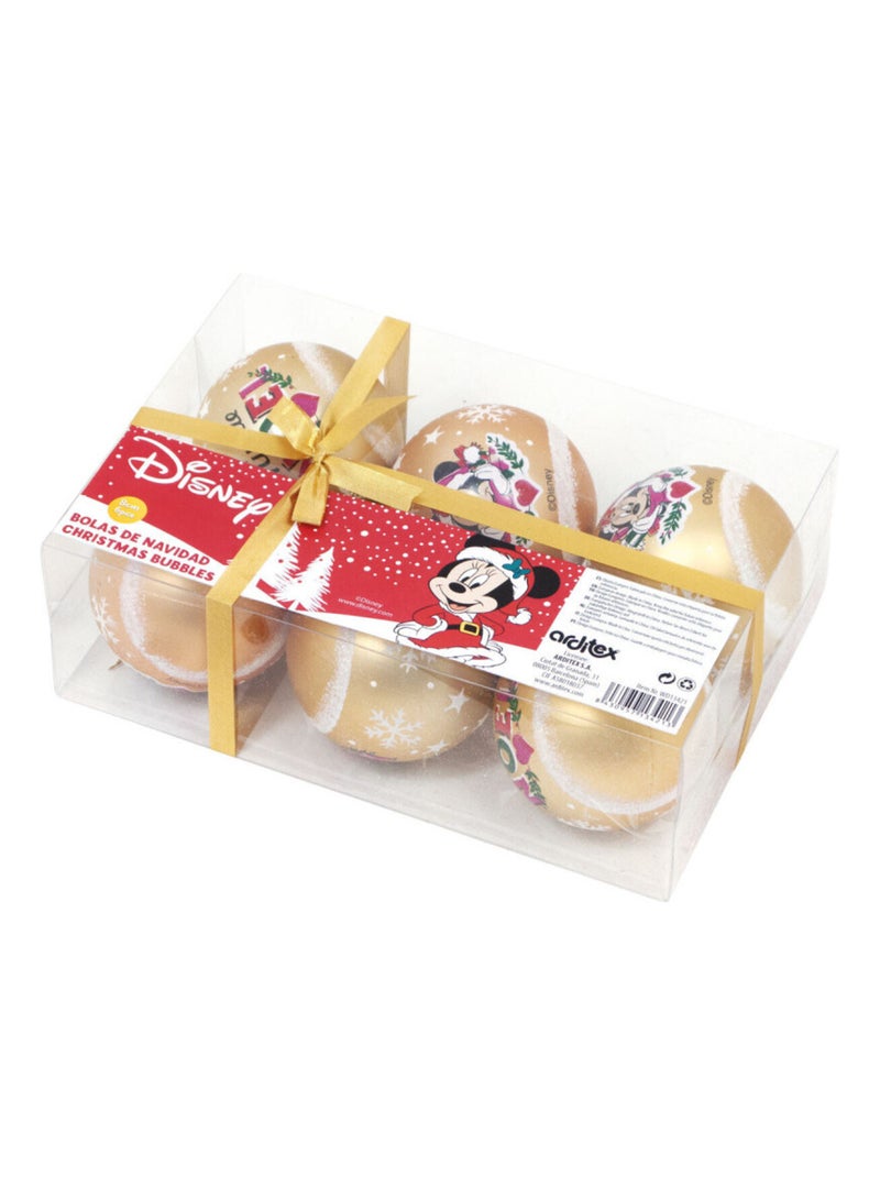 Lot de 6 Boules de Noël - Disney Minnie - Or - 8 cm Doré/or - Kiabi