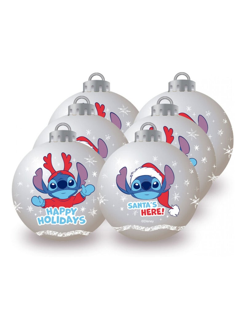 Lot de 6 Boules de Noël - Lilo & Stitch - 8 cm Multicolore - Kiabi