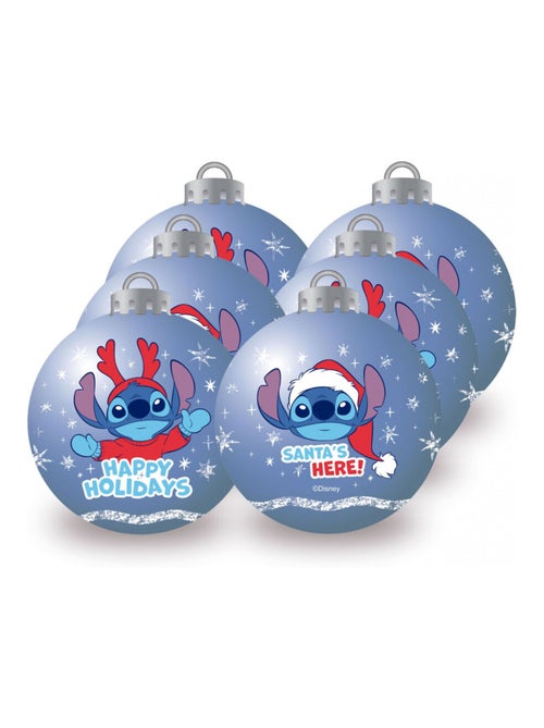 Lot de 6 Boules de Noël - Lilo & Stitch happy - 8 cm - Kiabi