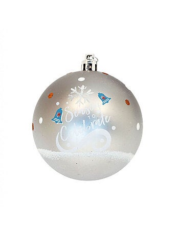 Lot de 6 boules de Noël argentées 8cm - La Reine des Neiges II