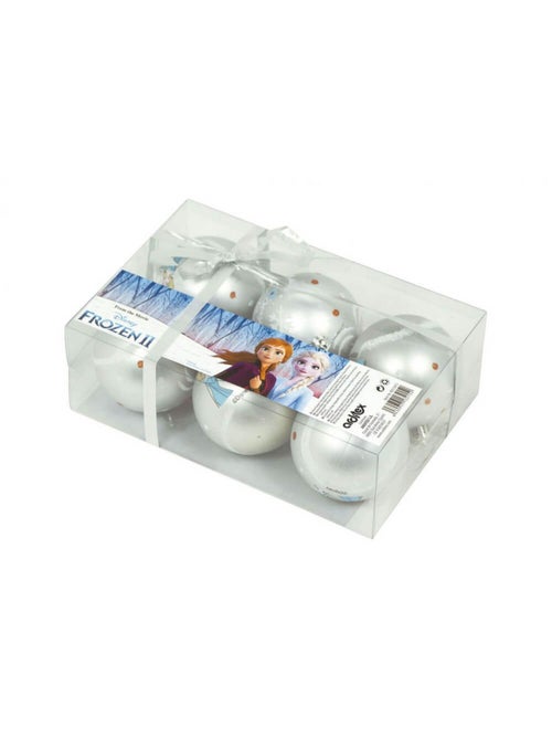 Lot de 6 boules de Noël argentées 8cm - La Reine des Neiges II - Kiabi