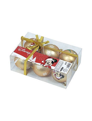 Lot de 6 boules de Noël dorées 8cm - Mickey