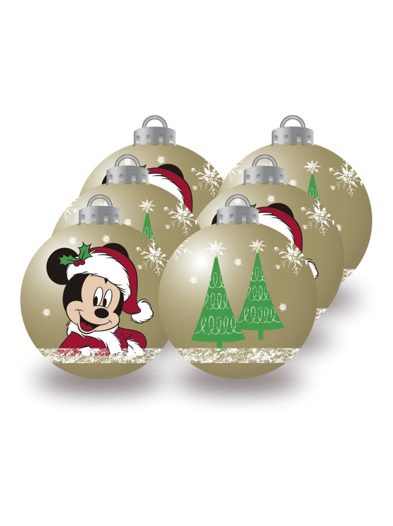 Lot de 6 boules de Noël dorées 8cm - Mickey Jaune - Kiabi