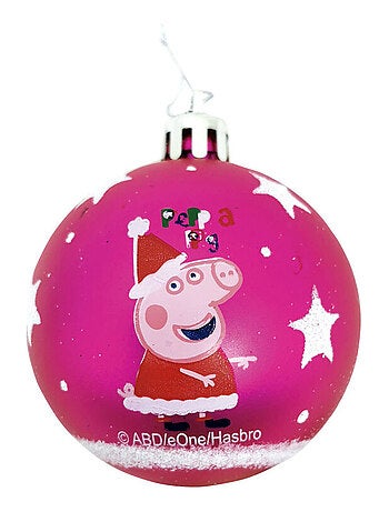 Lot de 6 boules de Noël fushia 8cm - Peppa Pig