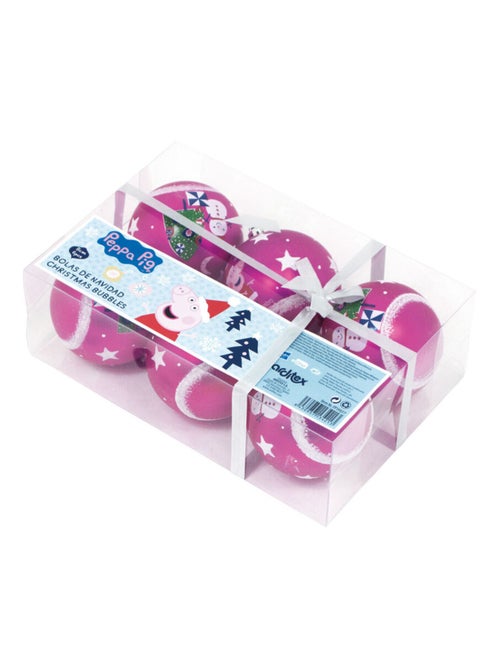Lot de 6 boules de Noël fushia 8cm - Peppa Pig - Kiabi