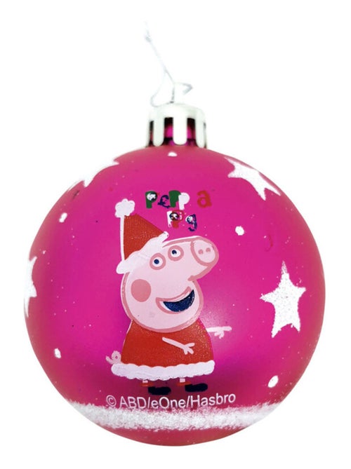 Lot de 6 boules de Noël fushia 8cm - Peppa Pig - Kiabi