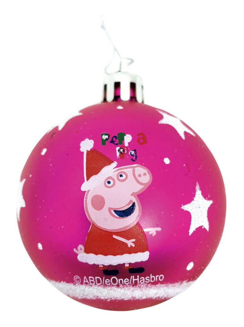 Lot de 6 boules de Noël fushia 8cm - Peppa Pig Multicolore - Kiabi