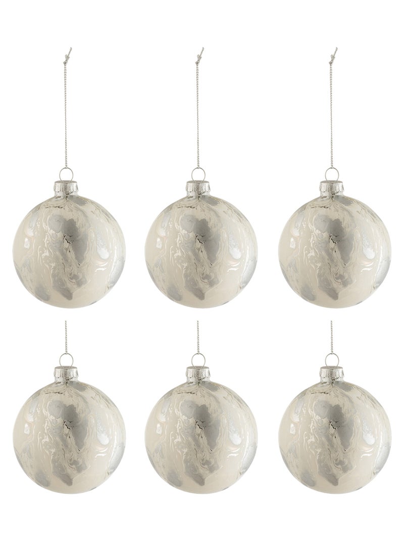 Lot de 6 boules de noël motif marbre Blanc - Kiabi