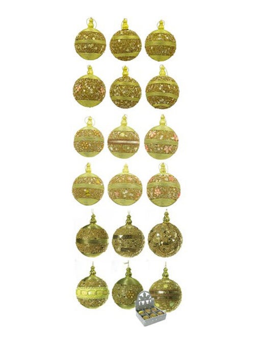 Lot de 6 boules de noël or a sequins - Kiabi