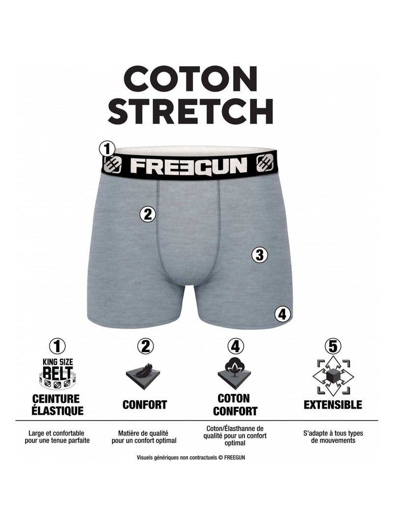 Lot de 6 Boxers coton homme Uni Freegun Noir - Kiabi