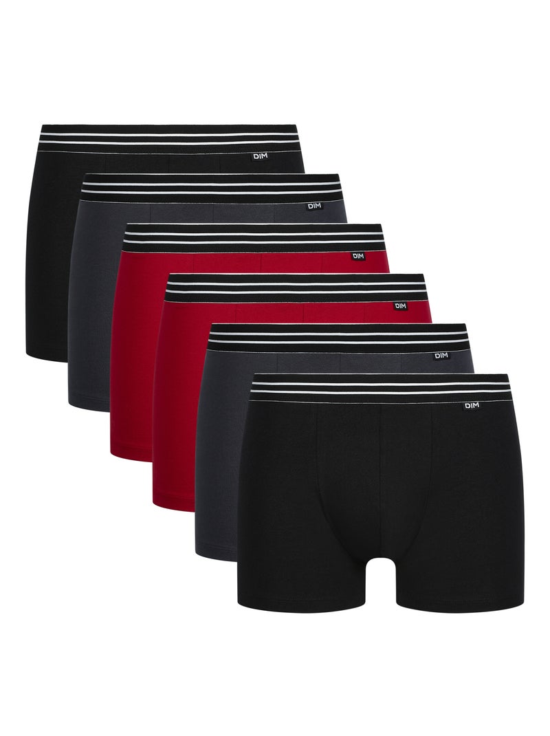 Lot de 6 Boxers Coton Respirant EcoDim Rouge - Kiabi