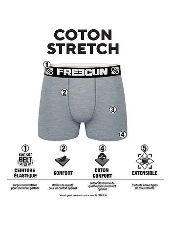 Lot de 6 boxers enfant en coton uni Freegun