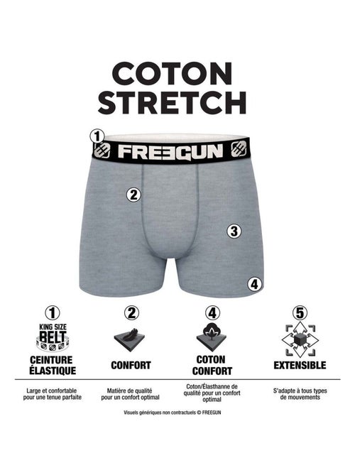 Lot de 6 boxers enfant en coton uni Freegun - Kiabi
