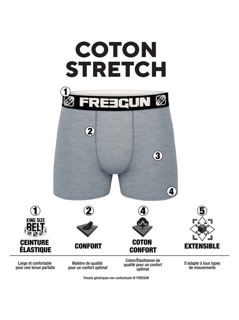 Lot de 6 boxers enfant en coton uni Freegun Noir - Kiabi