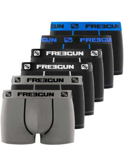 Lot de 6 boxers enfant en coton uni Freegun - Kiabi