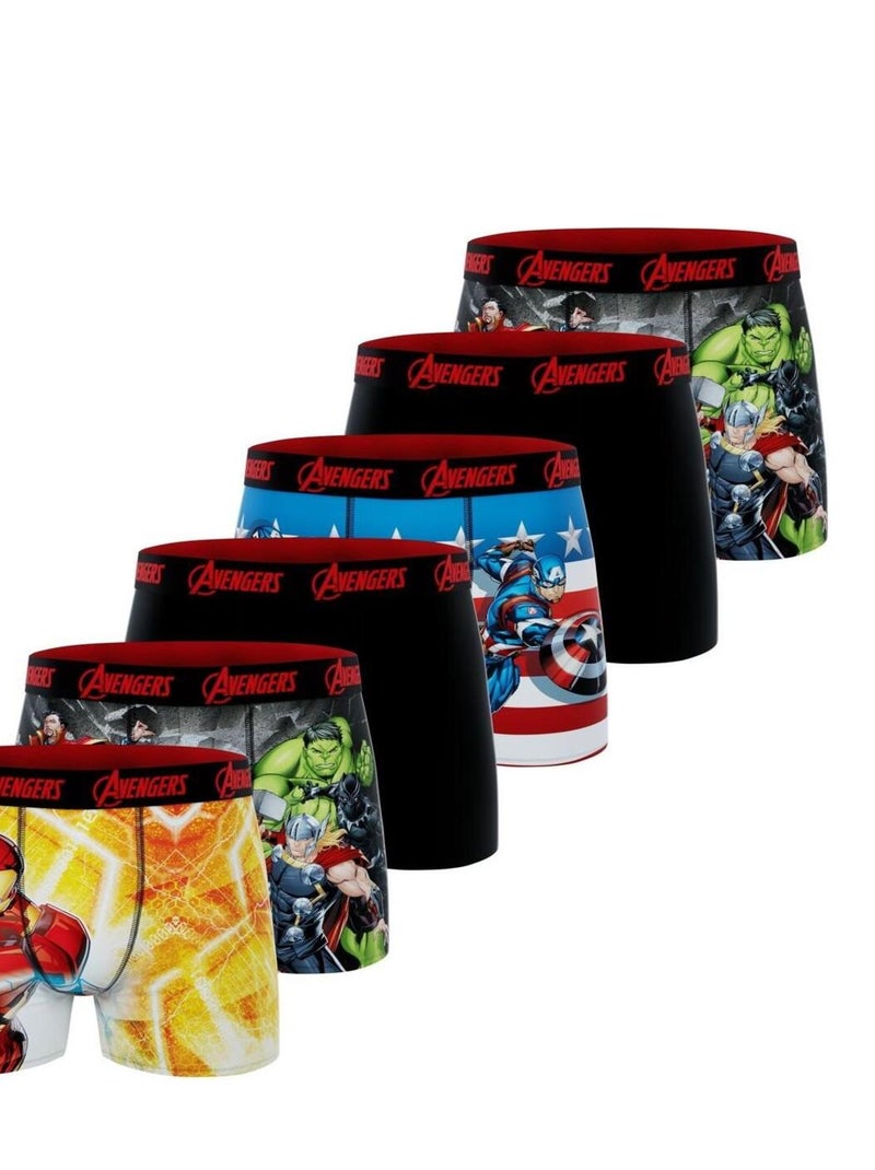 Lot de 6 Boxers garçon Captain America VS Iron Man Avengers Noir - Kiabi
