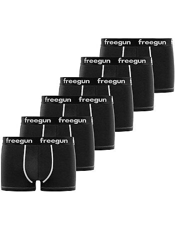 Lot de 6 boxers garçon en coton uni freegun