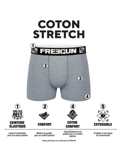 Lot de 6 boxers garçon en coton uni freegun - Kiabi