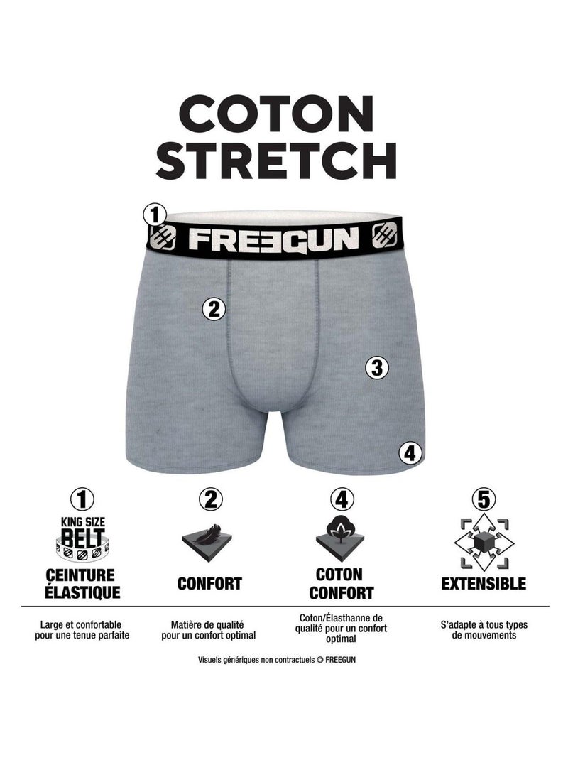 Lot de 6 boxers garçon en coton uni freegun Noir - Kiabi