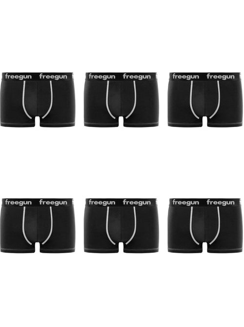 Lot de 6 boxers garçon en coton uni freegun - Kiabi