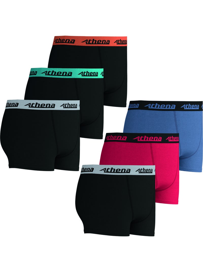 Lot de 6 boxers garçon Trio choc Athena Bleu Rouge Noir - Kiabi