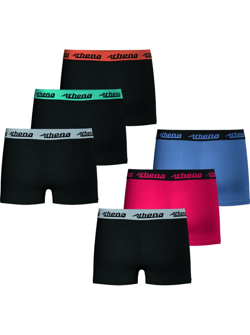 Lot de 6 boxers garçon Trio choc Athena Bleu Rouge Noir - Kiabi