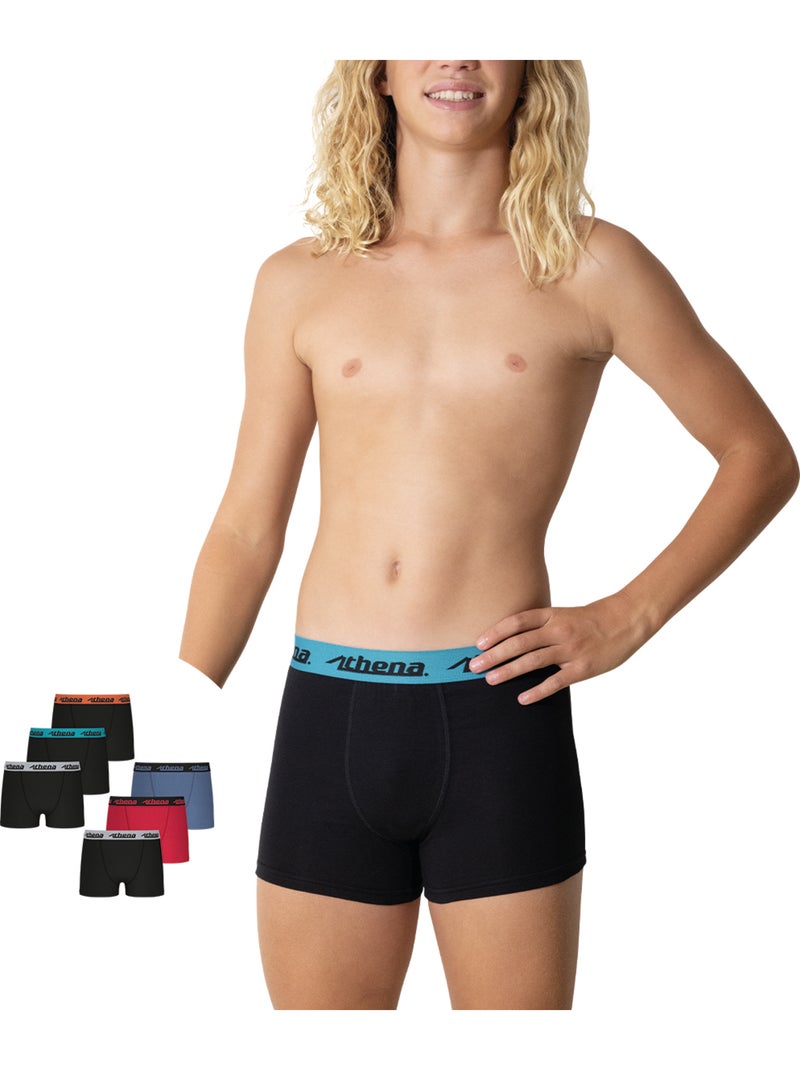 Lot de 6 boxers garçon Trio choc Athena Bleu Rouge Noir - Kiabi