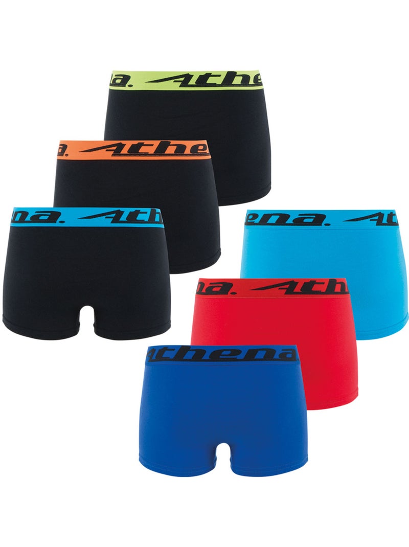 Lot de 6 boxers garçon Trio Choc Athéna Noir Noir Bleu - Kiabi
