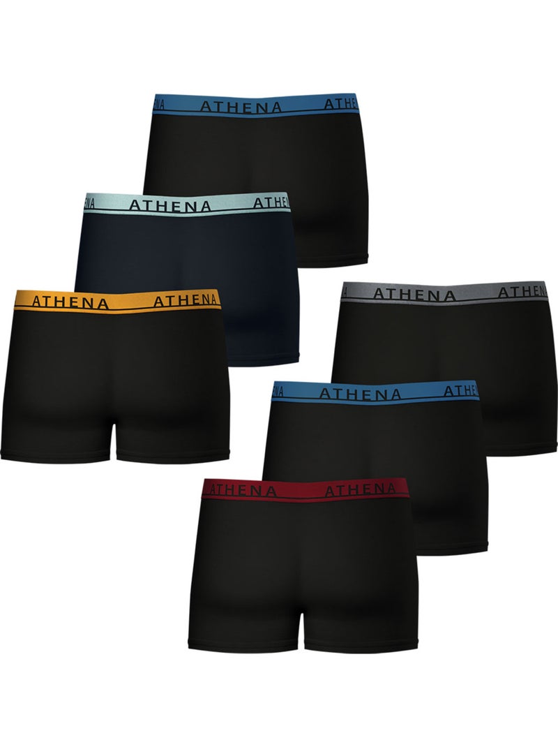 Lot de 6 boxers homme Easy Color Athena Noir - Kiabi