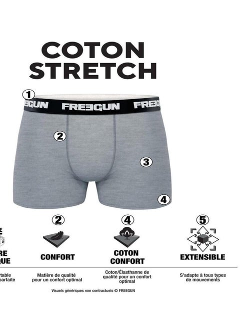 Lot de 6 boxers homme en Coton Freegun - Kiabi