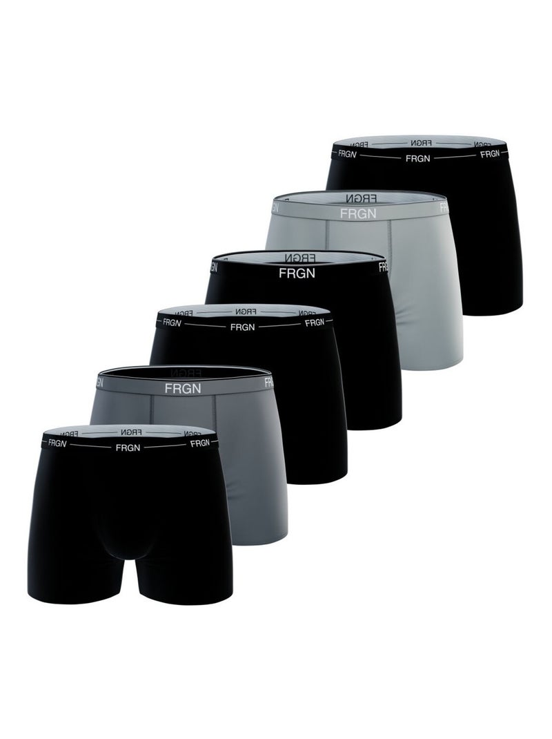 Lot de 6 boxers homme en coton FRGN Line et Class Freegun Noir Gris - Kiabi