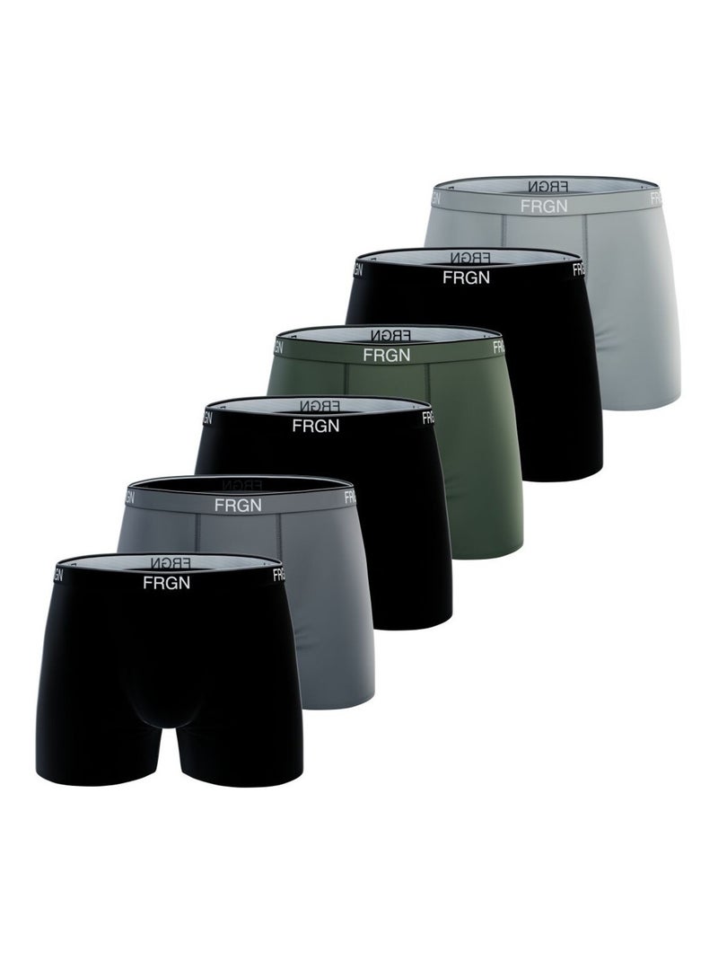 Lot de 6 boxers homme en coton FRGN Line Freegun Noir Gris - Kiabi