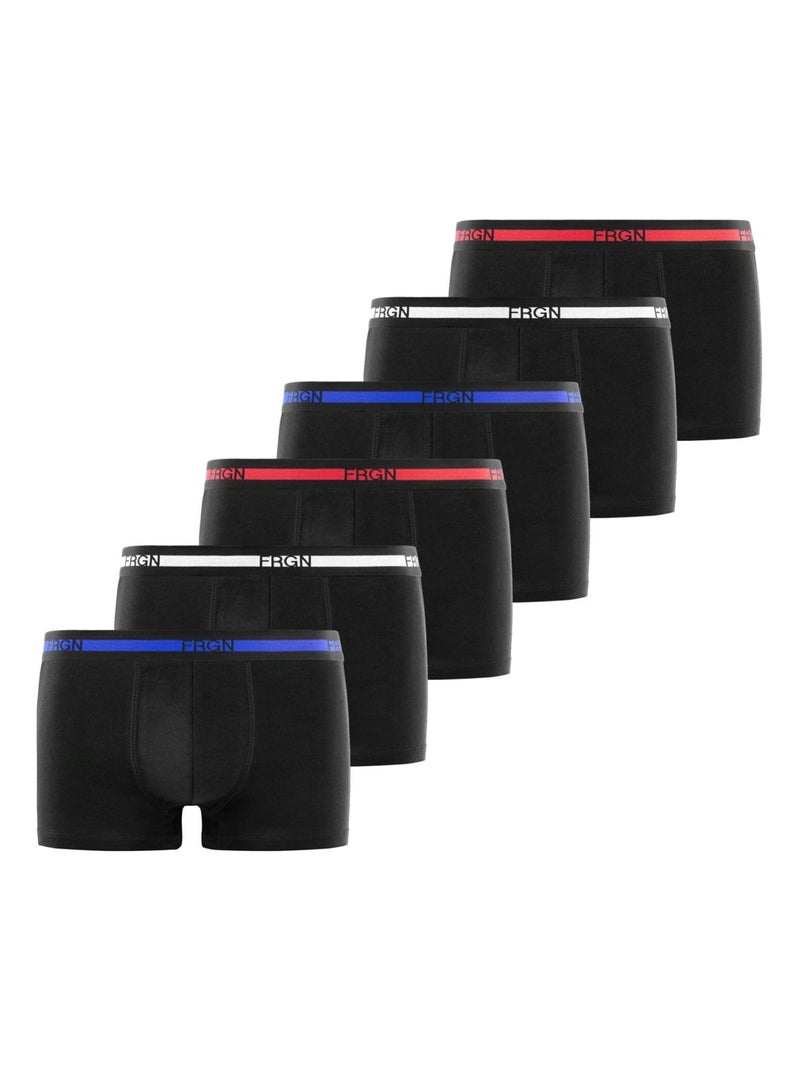 Lot de 6 boxers homme en coton FRGN Sporty Freegun Noir Blanc - Kiabi